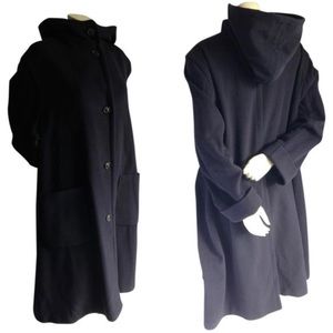Vintage Burberry XL Cashmere / Wool Hooded Duster